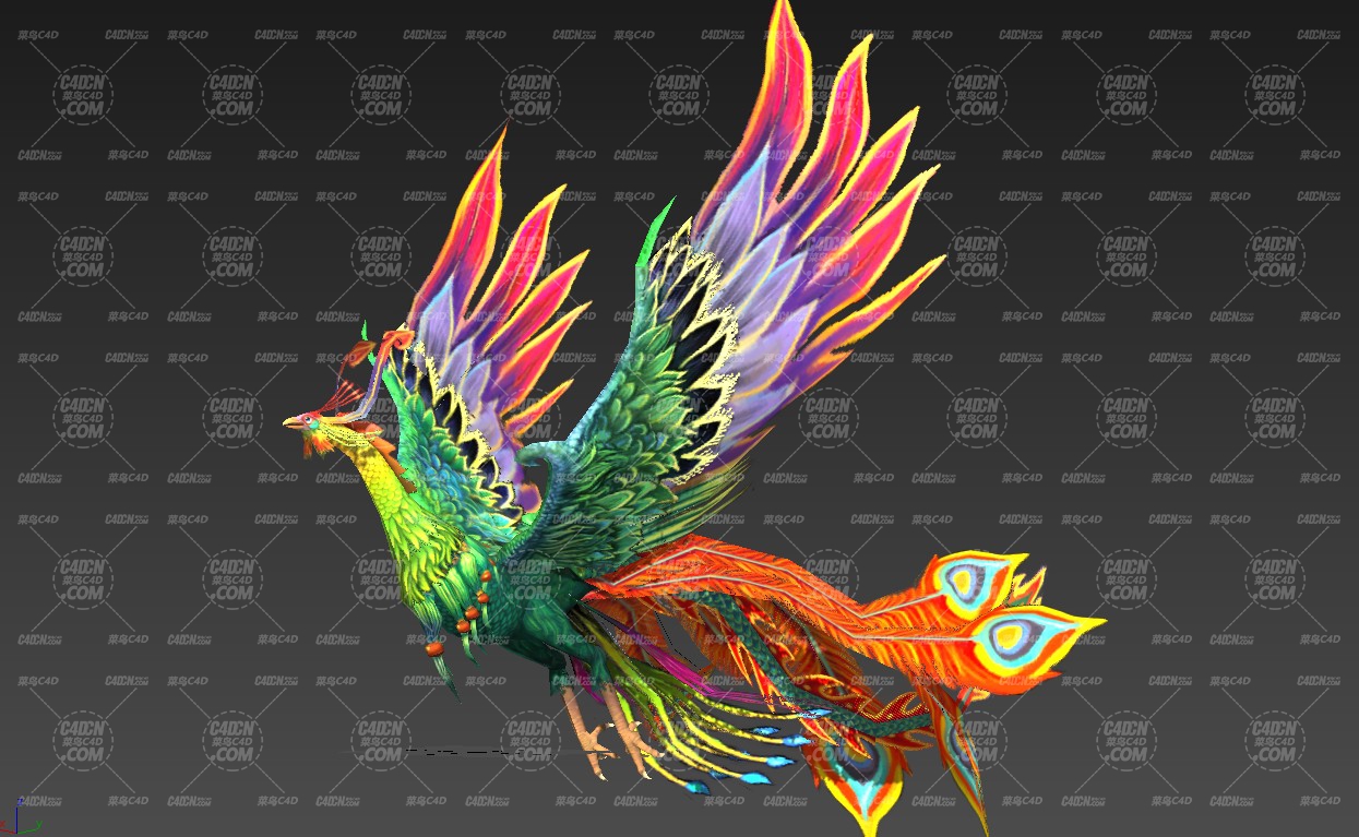带动画的凤凰3d模型 animated phoenix 3d model