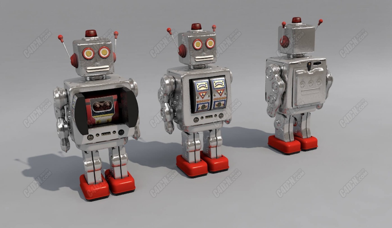 c4d模型-复古玩具电子锡机器人模型 cinema 4d 3d model robot