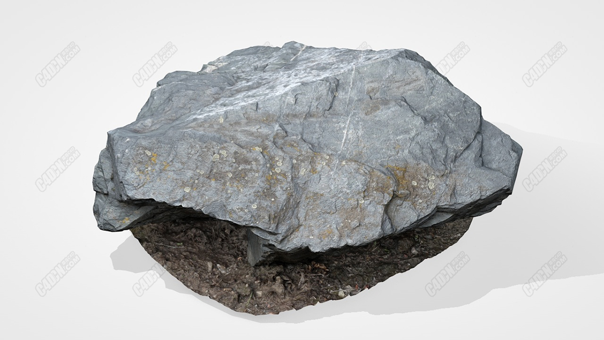 c4d三维扫描写实大块石头岩石材质模型
