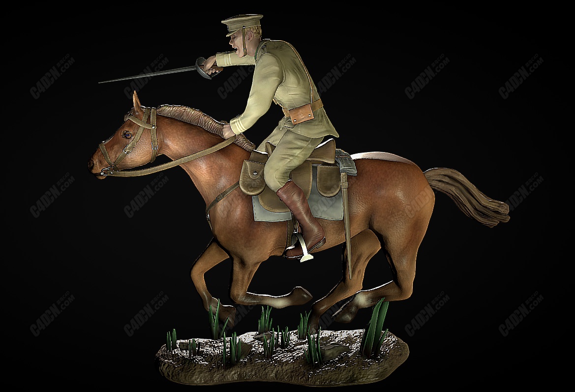 c4d第一次世界大战英国骑兵模型
