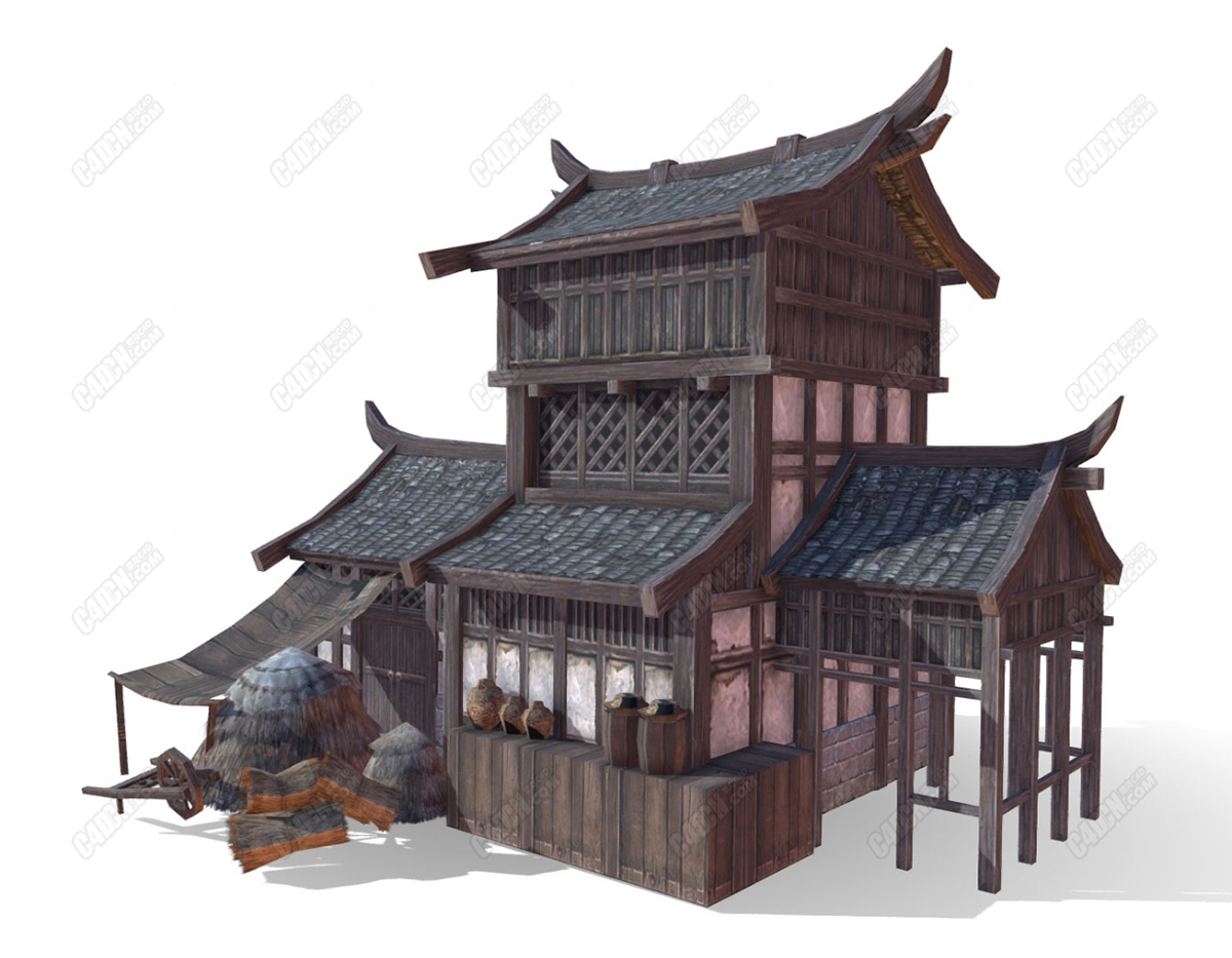 中国式古代楼房建筑模型