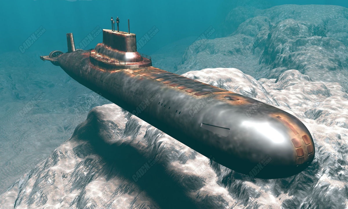 c4d海底潜艇潜水艇军事武器模型submarine