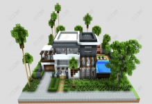 C4D完美现代别墅建筑模型