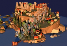 C4D独立王国城镇城堡模型