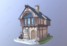 C4D卡通别墅建筑房子模型 Medieval House L
