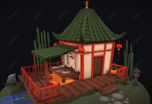 C4D中国画家的房子模型下载 Chinese Painte