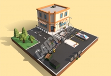 C4D低聚城市道路场景模型