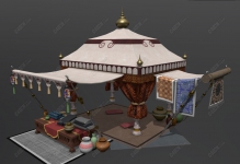 C4D野外露营野餐帐篷模型