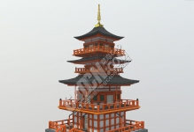 C4D古代寺庙佛塔建筑模型
