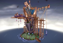 C4D空中岛-流亡女神的家模型