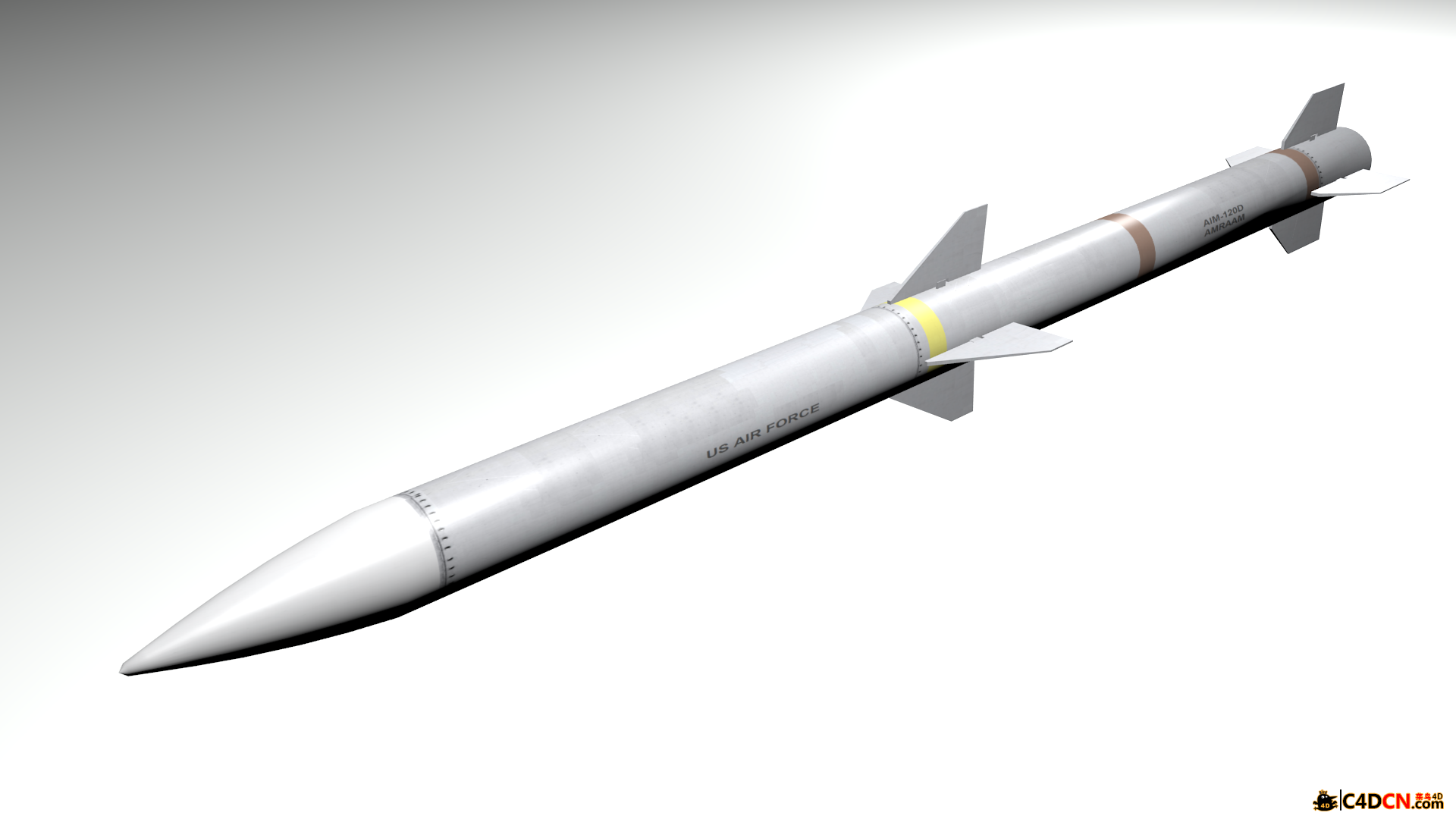 空对空AIM-120D导弹模型AIM-120D Missile (Air-to-Air) 3d model-菜鸟素材