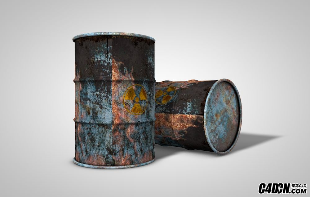 c4d模型:被污染的核燃料桶模型 dripping goo barrel