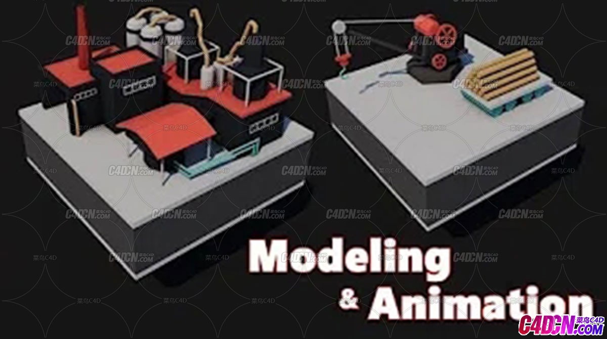 C4D工厂模型动画建模教程 Factory Model & Animate