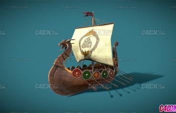 Stlized Viking Ship 卡通风格化海盗船龙舟模型