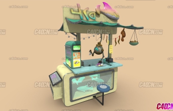 异域食品小摊餐车机器人大厨模型 Alien Food Cart Model