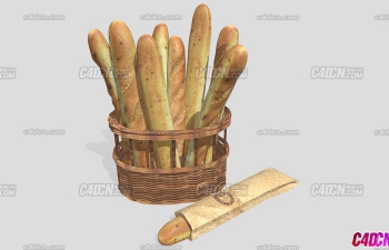 法棍面包甜点食物模型 Baguette Basket