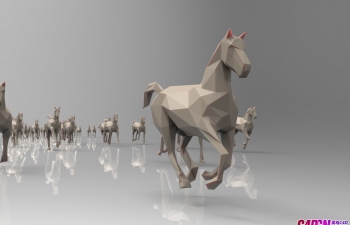 C4DͶ3Dģ CGTrader C Low poly running horses C