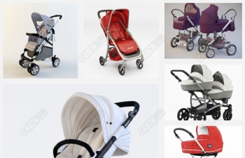 7個嬰兒車推車母嬰用品模型