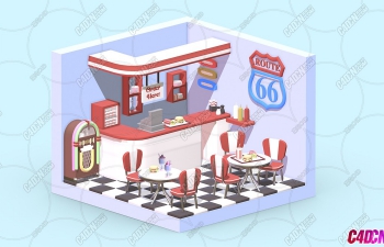 66ſ̵ͨģ 50's Diner Low Poly