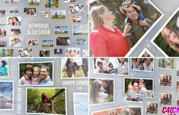 AE温馨家庭旅游相册纪念照片墙视频宣传片头模版