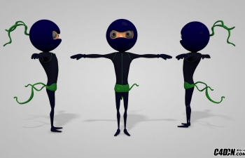C4D Ninja黑衣忍者Q版卡通模型
