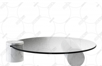 竖腿横腿圆形玻璃咖啡桌家具模型 verre particulier coffee table