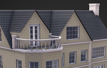 ŷʽĲ㽨С¥C4Dģ European four-story building small villa model