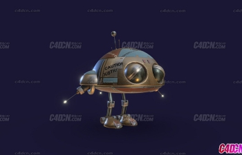 可爱C4D大眼蛙天线机器人模型下载