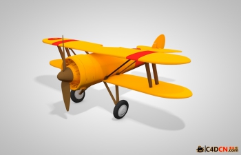 C4D双翼飞机滑翔机模型