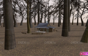 Blender格式恐怖屋场景自然树木与环境模型