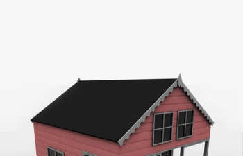 ̨ľݽC4Dģ Wooden house building house with balcony