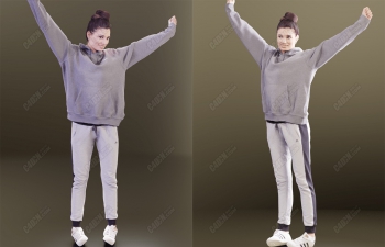 C4D˶Ůģ Casual Girl Stretching Scanned model
