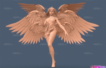 C4D大天使女孩人物雕塑模型