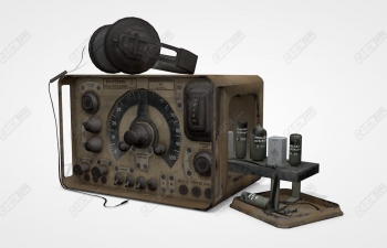 C4DԶľͶģ Old Radio and Headphones
