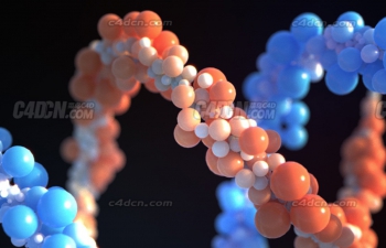 C4D+X-Particles粒子插件螺旋DNA工程 xpPushApart Helix