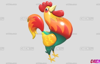 卡通动物昂首挺胸家禽大公鸡模型 Cartoon Rooster