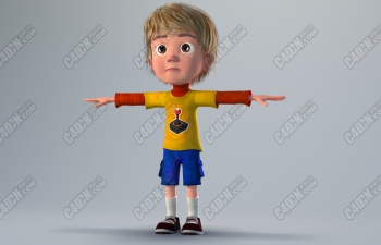 ɰͨСк3Dģ() Cute cartoon little boy 3D model (with binding)