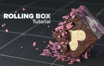 C4D滚动方块表面布料破碎撕裂动画教程 Rolling Box loop animation