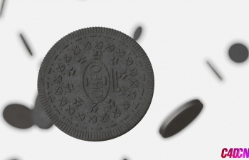 Octane渲染器制作C4D+Realflow模拟巧克力饼干巧克力酱碰撞饼干广告动画