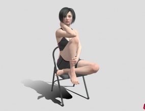 C4DϵĶ̷˶Ůģ The girl on the chair