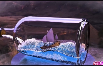 C4D+阿诺德渲染器创建玻璃瓶中船海面摇摆动画创意教程