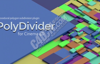 C4D随机纹理生成多边形游走动画插件中文汉化版下载 Poly Divider v1.07支持R20-25
