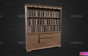 C4Dĸģ Antique Bookcase with Cabinets