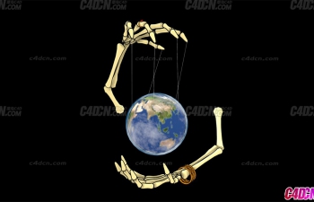 骷髅手中的提线死亡地球模型 Death EarthDeath Earth