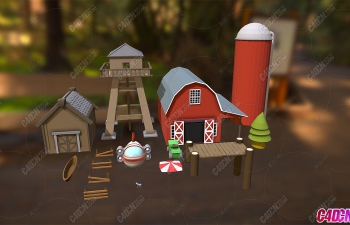 农场建筑卡通模型 Farm and Forrest Props
