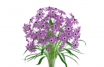C4Dƿɫģ Purple Flowers in Glass Vase