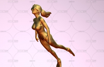 C4D女性潜水运动员黄金雕塑雕像模型