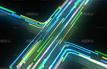 C4D+X-Particles粒子插件霓虹灯游走动画工程 xpDirection Neon Traffic