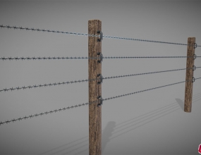 C4Dľʷ·˿ģ Barbed wire wooden