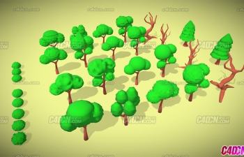 C4DͰ͹ľģͺϼ simple low poly trees and bushes